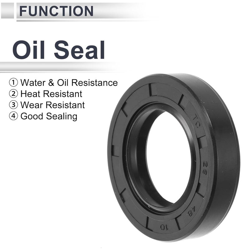RATCHROLL Oil Seal TC Seal Ring Rotary Shaft Seal 28x48x10mm High Pressure Nitrile Rubber Black 5 Pcs - Image 3